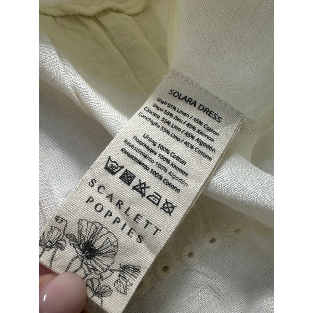 Scarlett Poppies Linen Blend Cut out Solara Dress Cream Size XL EUC Shirt Dress - Picture 7 of 8